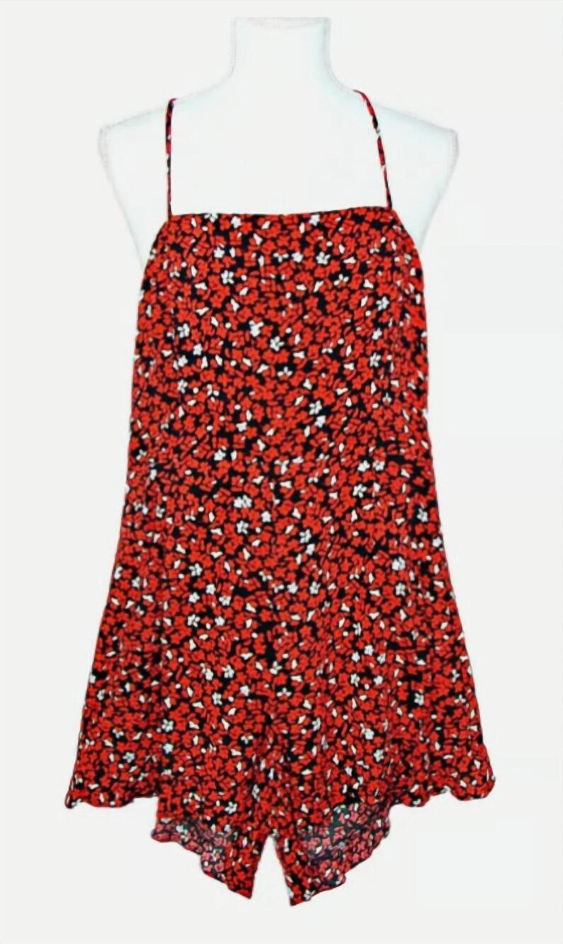 NEW LUSH women's pull-on floral romper in black/ red